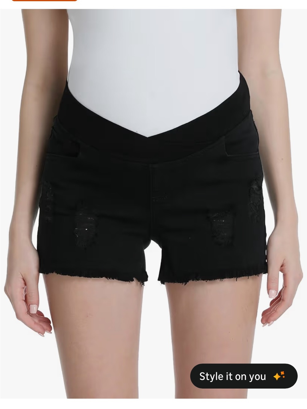 Black Distressed Women's Maternity Shorts